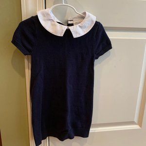 Navy sweater dress with built in collar